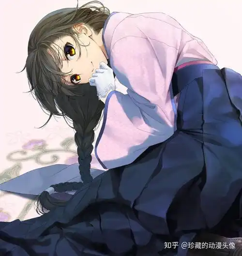 花季少女二次元手绘插画,蓝色长发少女,动感迷人
