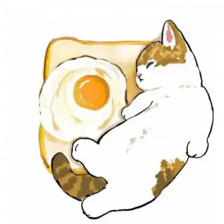 手绘小猫可爱微信头像,小猫抱着水果美食的
