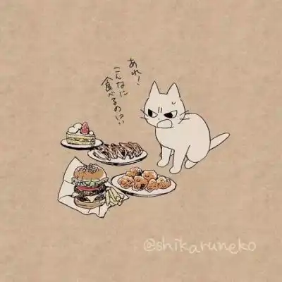 一组卡通可爱猫咪头像日本画师
