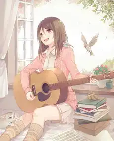 吉他明媚少女双鸟叶猫高清b站萌小堆糖,美好生活研究所
