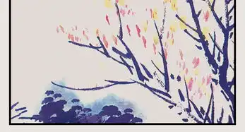 时尚雅致圆形中式青绿山水无框画装饰画
