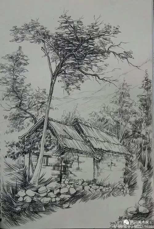 樊钊速写风景写生作品1洛阳伏牛
