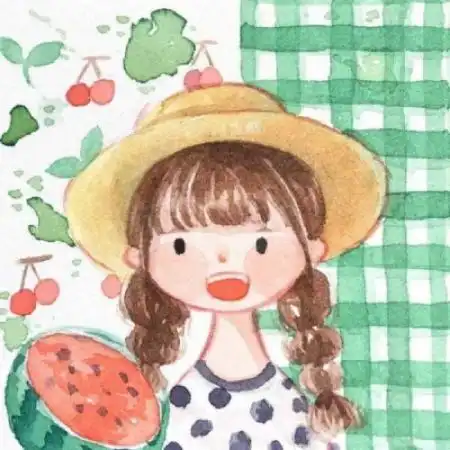 手绘萌娃卡通头像,萌娃快乐的女孩子
