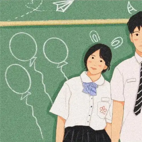 插画意境情侣头像砰砰在左边,你在砰砰里
