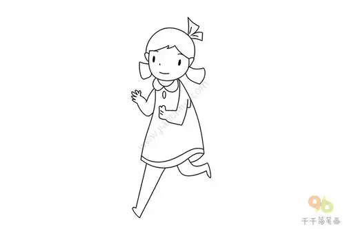 拍手的小女孩简笔画步骤图
