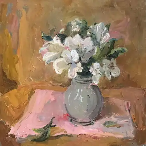 大色块,粗犷厚重的静物花卉,有味道
