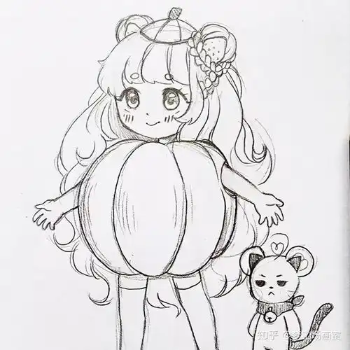 动漫女生手绘线稿
