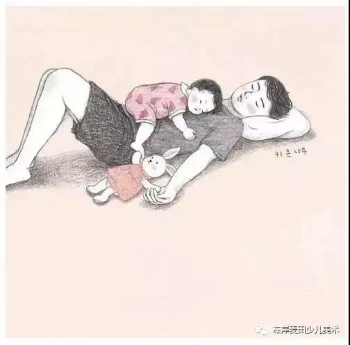 超暖心的父女插画,爸爸永远是女儿最有力的保护伞
