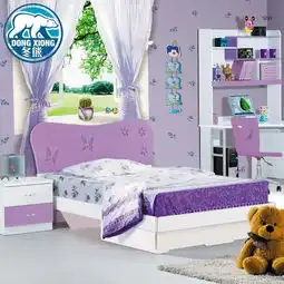 冬熊t8儿童家具板式优雅床现代女孩单人床彩绘儿童床909
