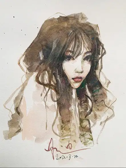 第一次画水彩,工具不太熟悉,但很有意思水彩插画
