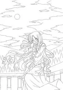 卡通吹笛子的女孩
