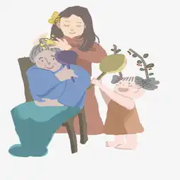 重阳节冷色调卡通手绘给老人梳妆打扮的日常免抠图片素材其他格式下载动漫人物大全
