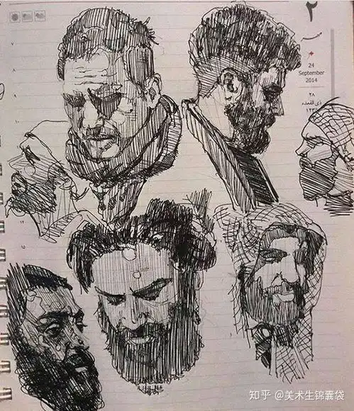 速写干货线条硬朗又不失柔软的速写头像
