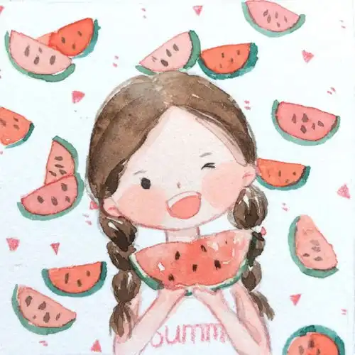 甜词水彩手绘卡通小清新插画头卡通动漫头像我要个性网
