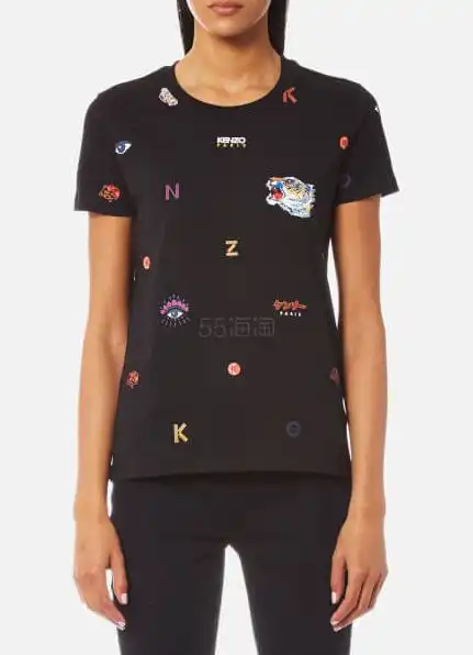 kenzoallovermultiicons女士黑色t恤
