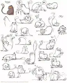 一些超可爱的猫咪手绘,马着学起来
