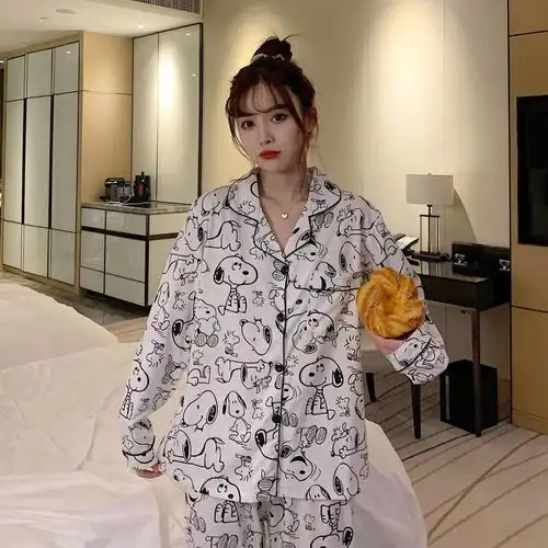 牛奶丝韩版宽松ins风甜美可爱卡通长袖家居服
