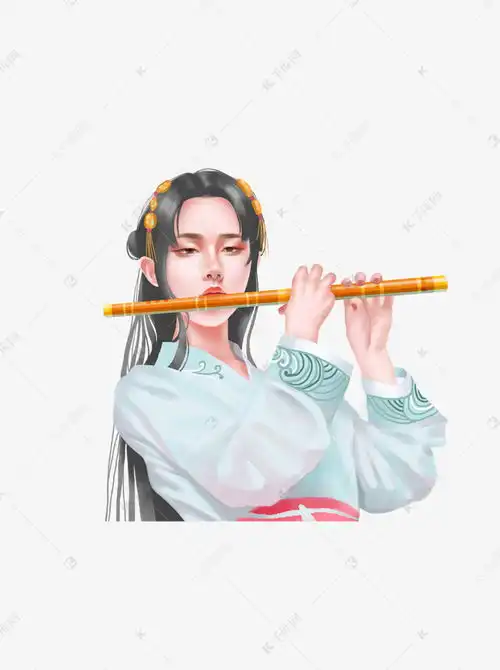 吹笛子的古装忧伤女子卡通元素素材图片免费下载千库网
