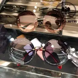 miumiu缪缪女士新款复古圆框范冰冰同款明星太阳镜墨镜

