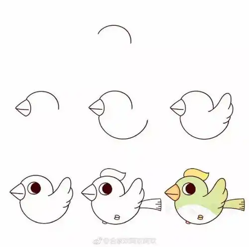 手账简笔画一组小鸟和小狗简笔画步骤
