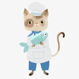 手绘的猫厨师手绘插画图片素材其他格式下载动漫人物大全
