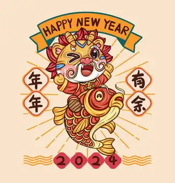 龙年国潮插画设计模板下载节日素材素材下的春节设计模板
