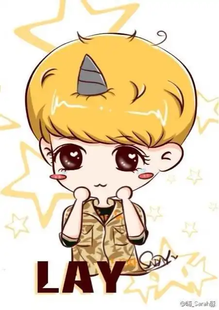 张艺兴卡通萌图带角的
