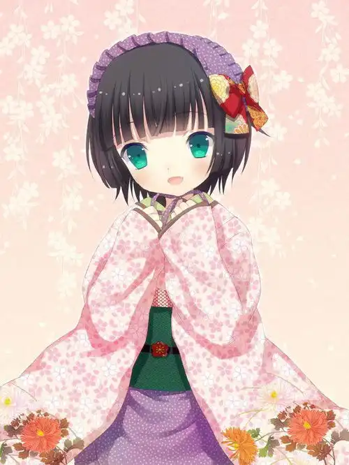 求黑发穿和服或汉服的动漫女孩图片,最好不超过67岁,风格随意
