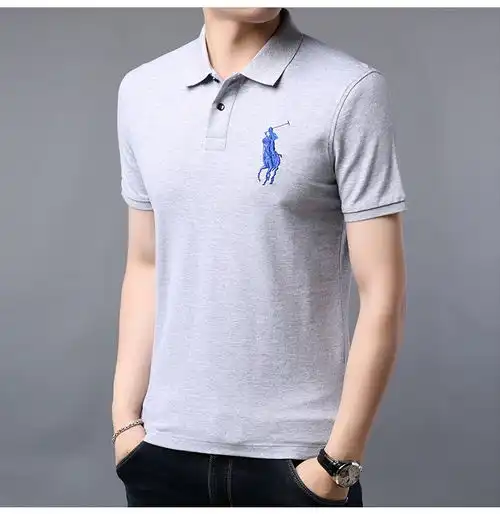 中年男士短袖t恤翻领宽松绣花polo衫半袖体恤纯色衬衫领保罗体恤wt福卡商城
