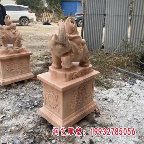招财石雕大象中山石材大象雕塑制作厂家
