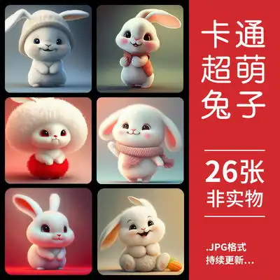 2023兔年立体圣诞超萌小兔子动漫卡通头像表情包高清壁纸jpg图片淘宝网素材资源
