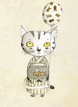 插画作品欣赏可爱的猫
