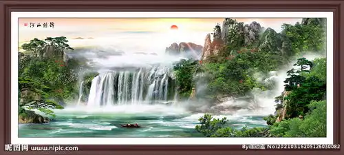 富贵招财山水画图片
