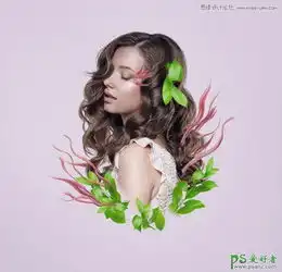 ps人像合成教程打造一幅欧美美女头像与花朵的完美合成效果图10

