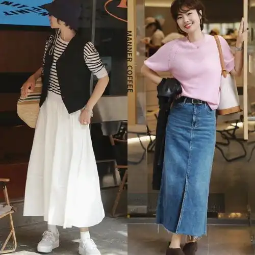 40女人半裙穿搭春夏一半休闲,一半优雅,既松弛又有韵味
