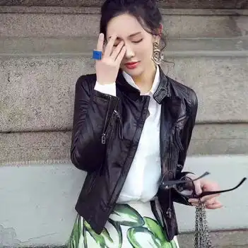 女,短皮衣搭配图片,皮衣搭配什么衣服

