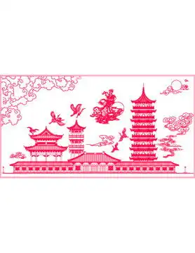 祥云楼阁图青绿山水
