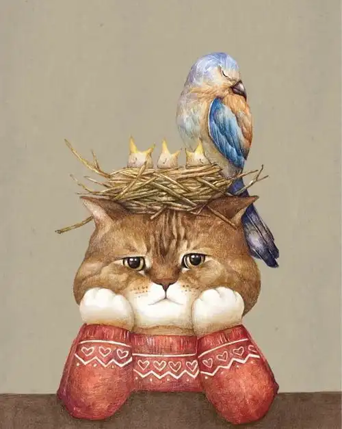 超治愈的萌猫手绘插画作品,温暖浪漫的猫咪世界,实在太可爱啦
