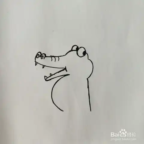 如何画一条可爱的小鳄鱼卡通简笔画
