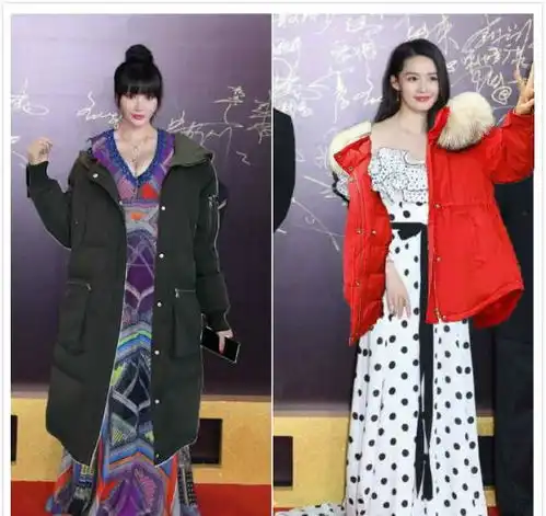 优秀担心女星走红毯冷,网友为女星p上羽绒服,一张比一张有才
