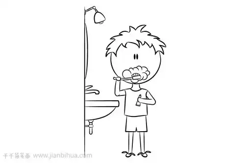 爱干净的男孩简笔画

