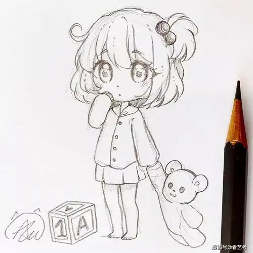适合新手临摹的动漫女生线稿图
