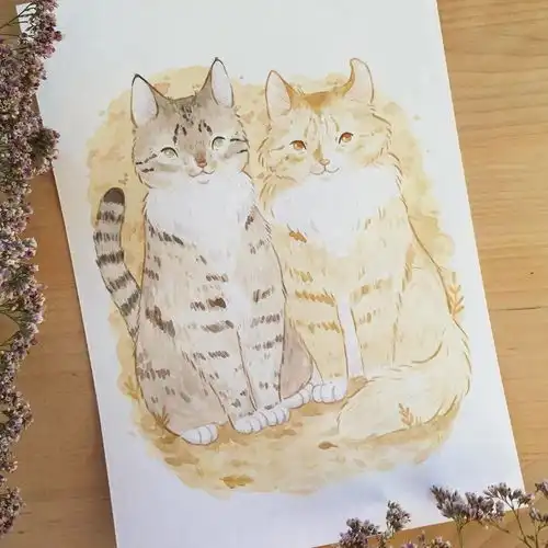 水彩插画温馨治愈的手绘小插画
