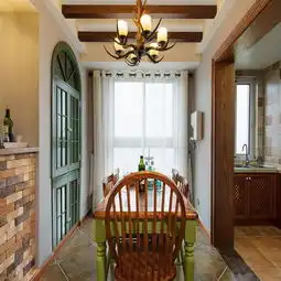 80平米三居室美式风格美式餐厅设计效果图
