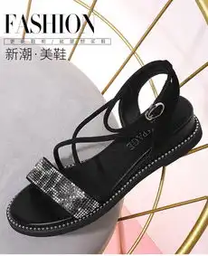 金丝兔女土凉鞋子2019新款女ins潮港风时尚网红外穿百搭罗马平底鞋妈妈6057
