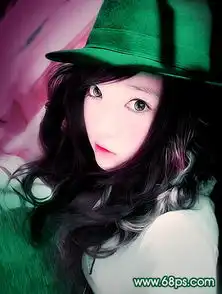 ps调制紫绿色动感肤色女孩照片2
