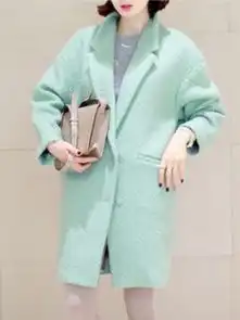 时尚冬装羊毛呢大衣夹棉加厚外套
