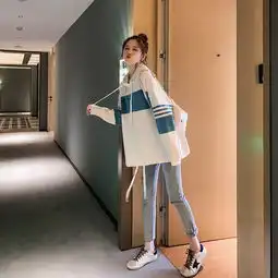 秋冬2019新款慵懒风毛衣女宽松外穿连帽针织上衣韩版外套
