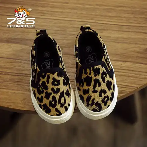 宝宝童鞋2019春秋新款豹纹儿童帆布鞋男女童布鞋运动休闲鞋懒人鞋
