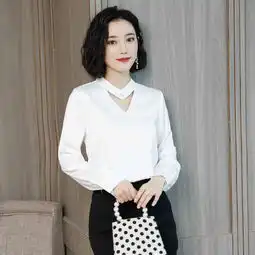 实拍2019衬衫女新款春季韩版长袖职业装女衬衣韩范时尚气质上衣
